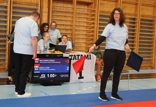 Kontrolle ob die Fahnen halten